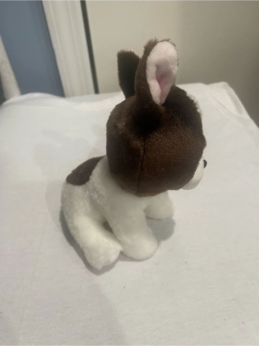 Ty Brown and White Plush Puppy with Blue Eyes